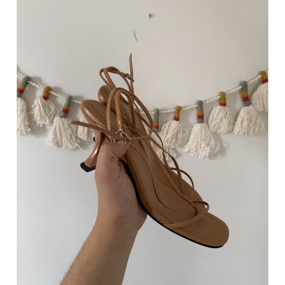 Anthropologie Jeffrey Campbell Fluxx Kitten Heels Strappy In Neutral Dainty 9 - Picture 5 of 8